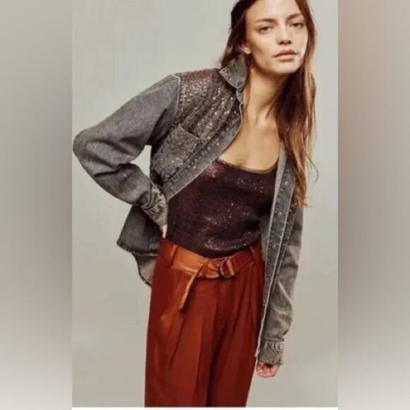 Free People Late Night Disco Layering Top Size Small - Picture 2 of 7